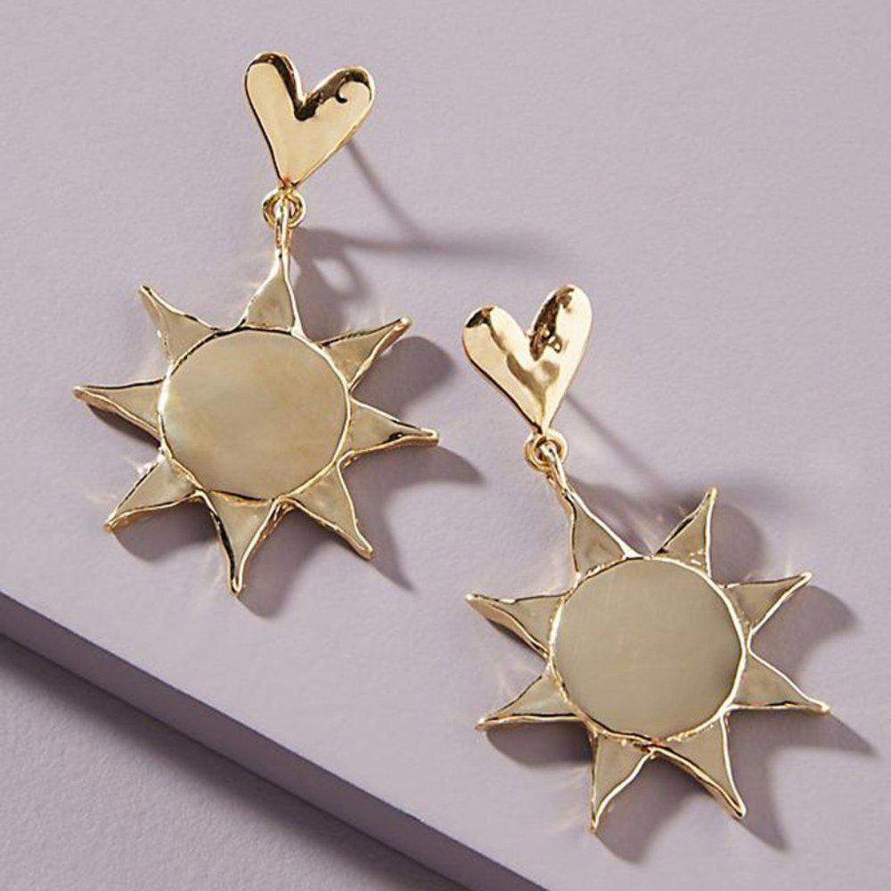 Anthropologie Heart Sun Drop Earrings
